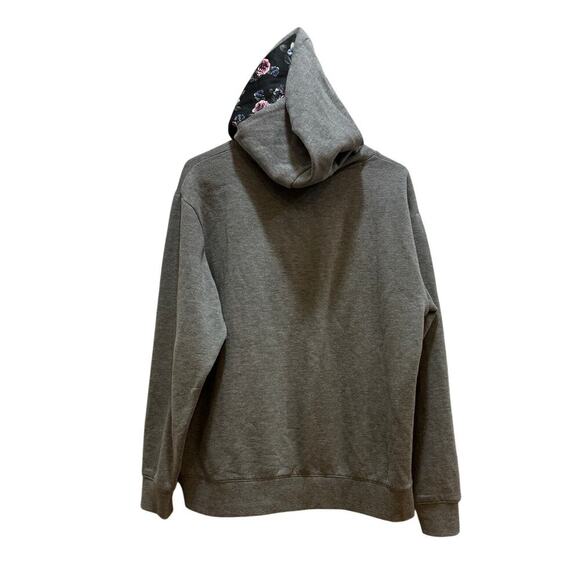 Vans Women M Gray Rose Bud Floral Front Pocket Hoodie Skate Surf Coastal - Picture 7 of 7